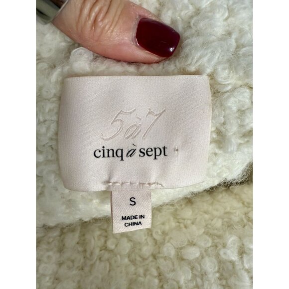 Cinq à Sept Ivory Bouclé Cowl Neck  Sweater - Size S - Picture 5 of 6